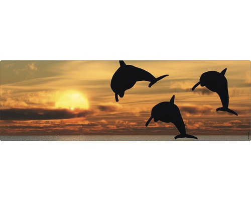 Koupelnová zádní stěna mySPOTTI aqua Sonnenuntergang 140x45 cm Podložka pod myš s delfíny a západem slunce