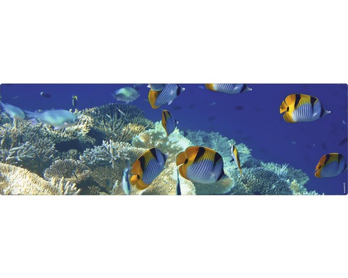 Koupelnová zádní stěna mySPOTTI aqua Unterwasser 140x45 cm Dekorativní podvodní motiv s rybami a korálovým útesem