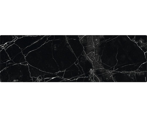 Koupelnová zádní stěna mySPOTTI aqua Marmor black 140x45 cm Vzor dlaždic s mramorovým vzhledem s tmavým pozadím a světlými žilkami