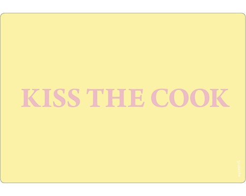Obkladový panel do kuchyně mySPOTTI pop Kiss the cook 41x59 cm Kuchyňská rohožka s textem Polib kuchaře