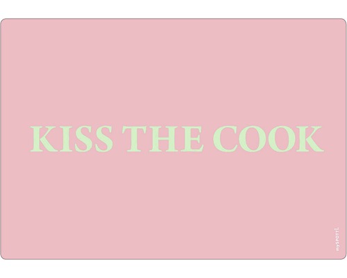 Obkladový panel do kuchyně mySPOTTI pop Kiss the cook 41x59 cm Prostírání Myspotti s nápisem Kiss the Cook
