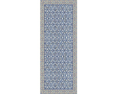 Koberec s modrým hvězdicovým vzorem a bordurou