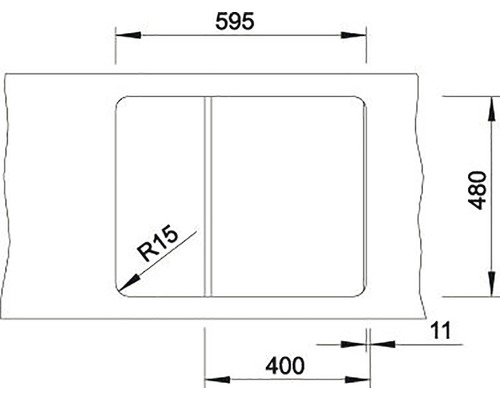 Technický výkres dřezu s rozměry