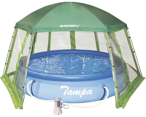 Nafukovací bazén se zeleným zastřešením a filtračním čerpadlem