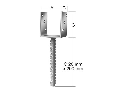 Patka sloupku s betonovou kotvou, průměr 20 mm, délka 200 mm