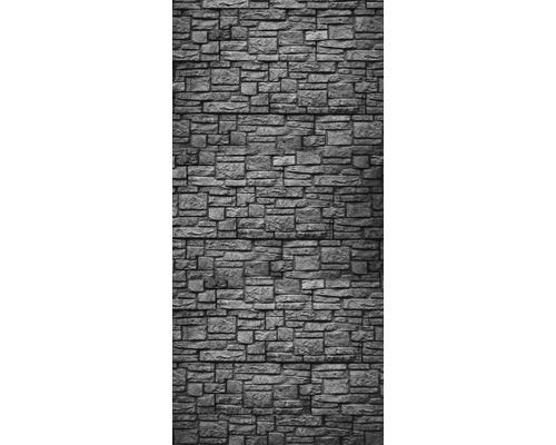 Šedá kamenná zeď s obdélníkovými kameny