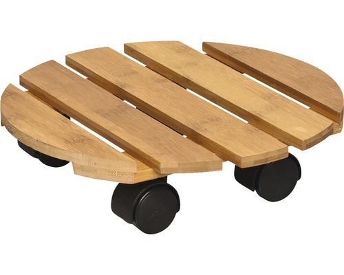 Podstavec na kolečkách z bambusu pro květináče