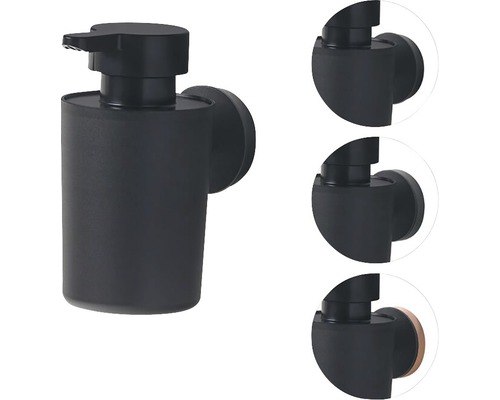 Černý dávkovač mýdla na stěnu