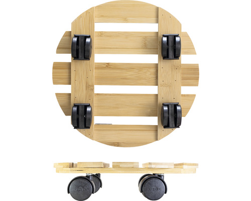 Podstavec na květiny z bambusu s kolečky