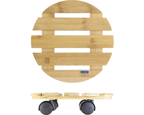 Kulatý vozík na rostliny z bambusu s kolečky