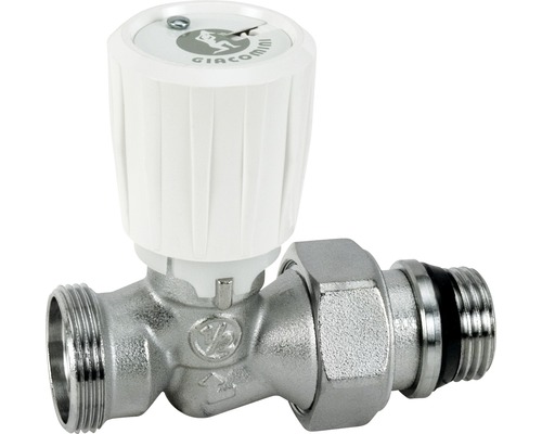 Termostatický ventil přímý s ruční hlavou Giacomini 1/2"x16, chrom R432X033 Giacomini ventil z kovu s bílým otočným knoflíkem