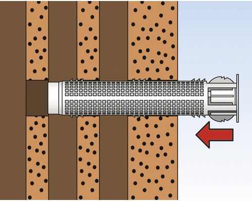 Ilustrace upevnění hmoždinky ve zdi
