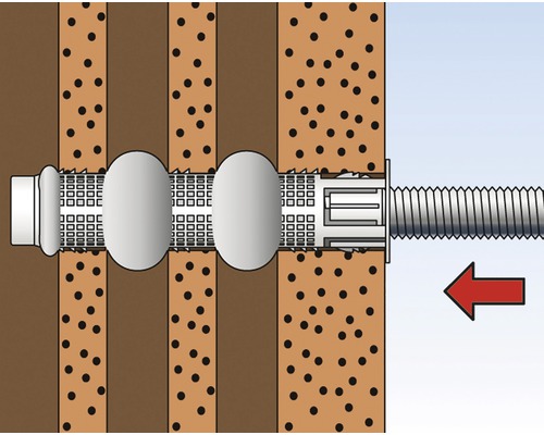 Ilustrace hmoždinky ve zdi