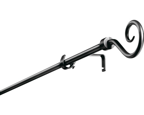Záclonová tyč šnek, černá Ø 16 mm, vytahovací 100-200 cm