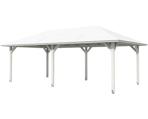 Bílý dřevěný zahradní altán