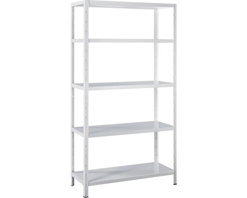 Kovový regál Schulte 4518-W 2000x1000x350 mm, 5 polic, nosnost 425 kg, bílý Bílý kovový regál s pěti policemi pro skladování a pořádek