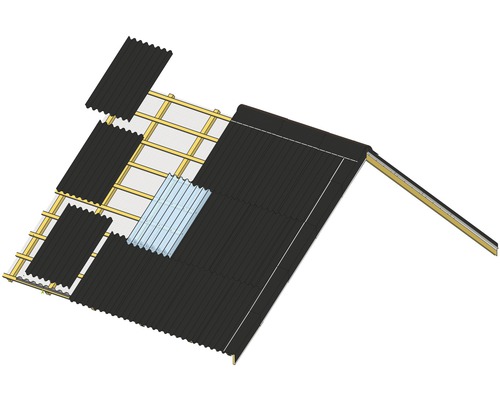 Pohled na střechu s vlnitými deskami