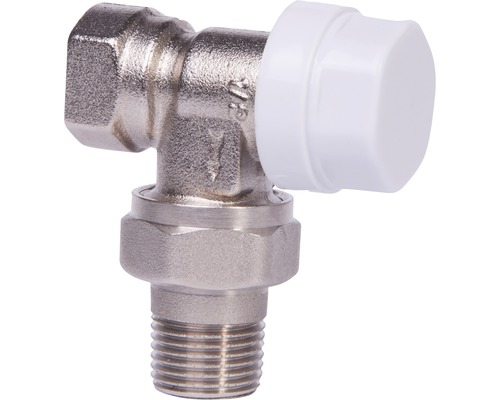 Rohový ventil z kovu s bílým uzávěrem