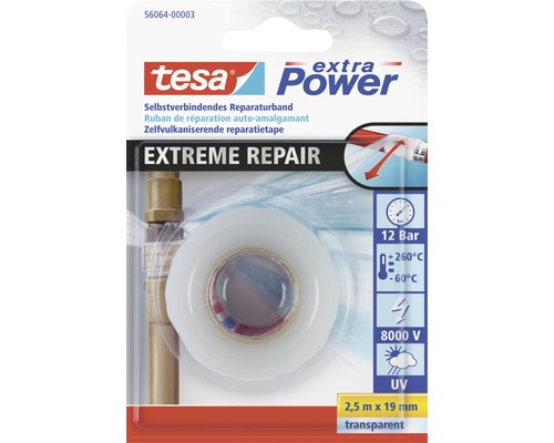 Speciální páska, těsnící Extreme Repairing, transparentní Tesa Extra Power Extreme Repair samolepicí opravná páska, 2,5 m x 19 mm