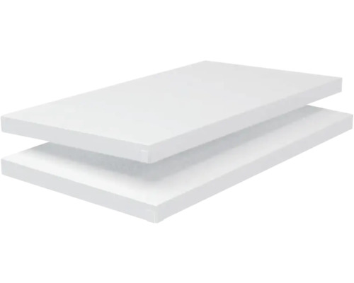 Regálová police Schulte bílá 600x35x350 mm, balení 2 kusy, zásuvný systém Dvě bílé dřevěné police