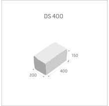 Ilustrace dlažebního kamene DS 400 s rozměry.