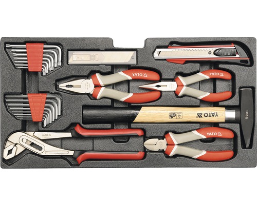 Sada nářadí Yato v úložném kufříku s kladivem, kleštěmi, šroubováky a řezačkou