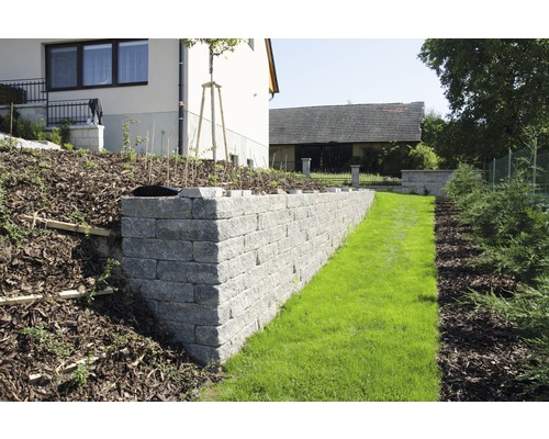 Betonový plot Duo Stone DS 400 roh šedočerná Zahradní krajina s kamennou opěrnou zdí
