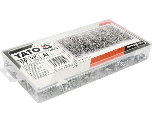Sada hliníkových nýtů Yato, 400 kusů, různé velikosti