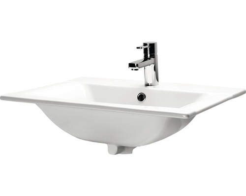 Umyvadlo z sanitární keramiky s vodovodní baterií