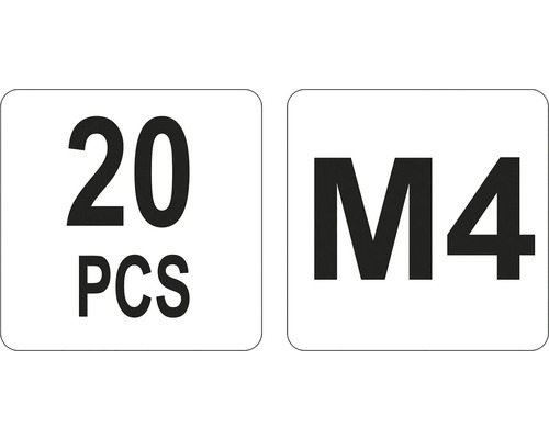 Štítek s nápisem 20 kusů a M4