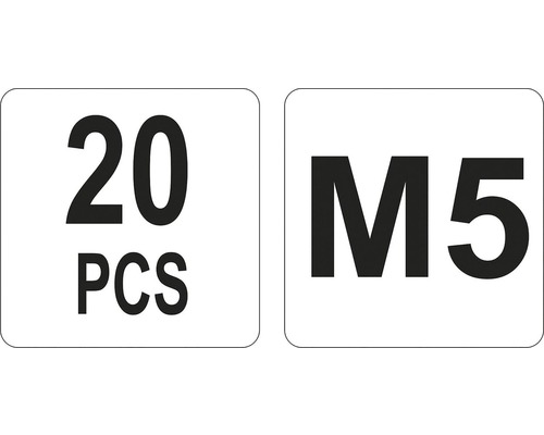 Symbol s informacemi o balení: 20 kusů a velikost šroubu M5