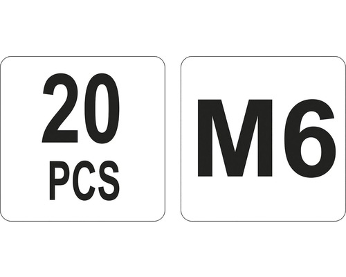 Upozornění: 20 kusů, velikost M6