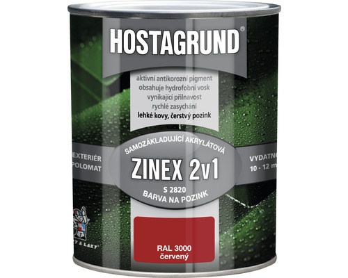 Plechovka barvy Hostagrund Zinex 2 v 1 pro exteriéry