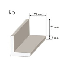 Rohový profil s rozměry 21 mm x 21 mm x 5 mm