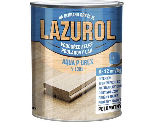 Lak na dřevo Lazurol Aqua P-urex V1301 polomatný 0,624 l Lak na dřevo do interiéru od Lazuröl