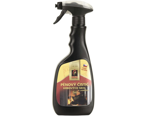Pěnový čistič krbových skel a hřbitovních lampiček SOLO 500 ml Čisticí sprej na krbová skla, 500 ml