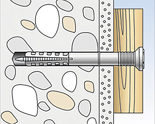 Ilustrace hmoždinky v stěně