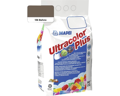 Spárovací hmota Mapei Ultracolor Plus 136 bahno, 5 kg Mapei Ultracolor Plus spárovací hmota, odstín 136 Bahno, 5 kg balení