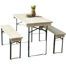 Sestava pivního stolu z dřeva se stolem a dvěma lavicemi