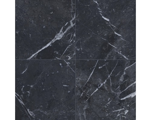 Dlažba imitace mramoru Velvet negro 33,15 x 33,15 cm Čtyři tmavé mramorové dlaždice se světlým žilkováním