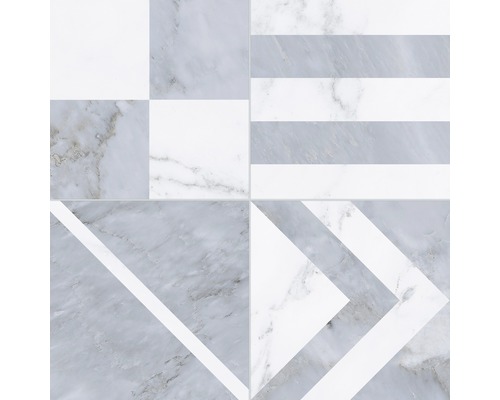 Dlažba imitace mramoru Velvet geo gris 33,15 x 33,15 cm Dekorativní dlaždice s mramorovým vzhledem a geometrickými vzory