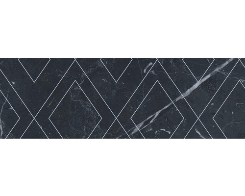 Dlažba imitace mramoru Velvet Brick geo negro 11 x 33,15 cm Dekorativní dlaždice s geometrickým vzorem na kamenném povrchu