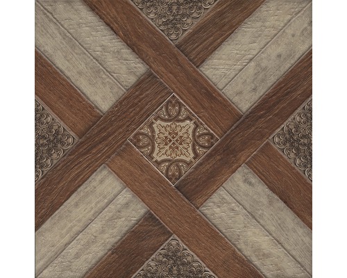 Vzor dlaždic s dřevěným efektem a ornamenty