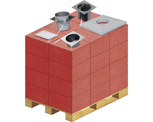 Paleta s kovovými prvky střešního odvodnění