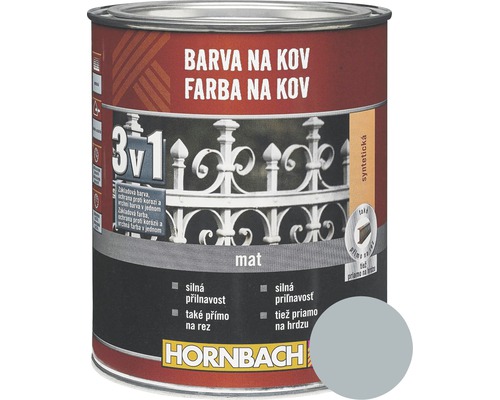 Barva na kov 3v1 HORNBACH 750 ml stříbrno-šedá Barva na kov 3v1 HORNBACH 750 ml stříbrno-šedá
