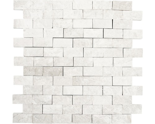 Mozaika z přírodního kamene cihla Splitface Boticino bílá 29x30,5 cm
