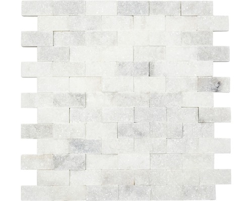 Mozaika z přírodního kamene cihla Splitface Sugar bílá 29x30,5 cm