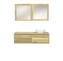 Kombinace umyvadla s umyvadlem na desku a zrcadlovou skříňkou v koupelně