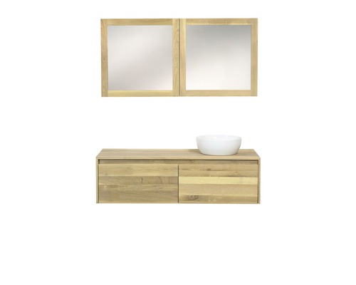 Kombinace umyvadla s umyvadlem na desku a zrcadlovou skříňkou v koupelně