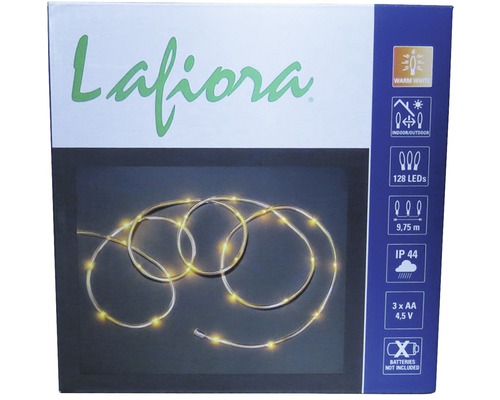 Světelný řetěz Lafiora se 128 LED, délka 9,75 metru, stupeň krytí IP44 pro vnitřní i venkovní použití